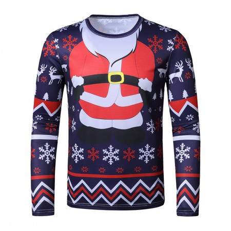 New 3D Personality Printing Fashion Men's Christmas Long Sleeve T-Shirt